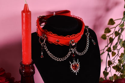 Red heartcore Biothane choker  - Valentine's collection 2026