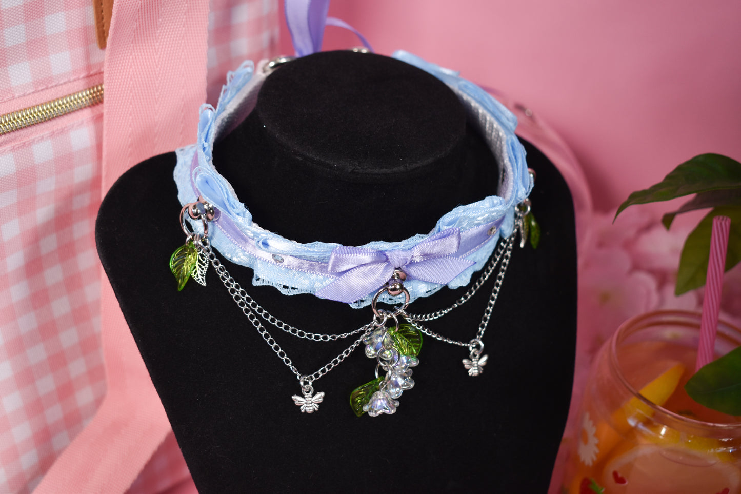 Periwinkle Wisteria lace choker-Spring Collection