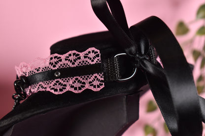 Pink+matte black Heart Extra lace choker - Valentine's collection 2026