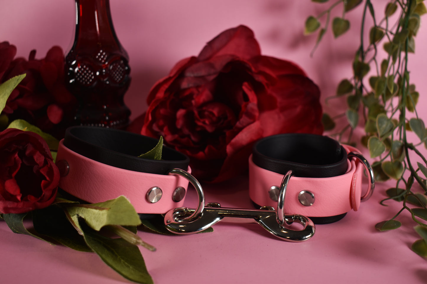 Biothane Wrist cuffs - Pink -  Valentine's day Collection
