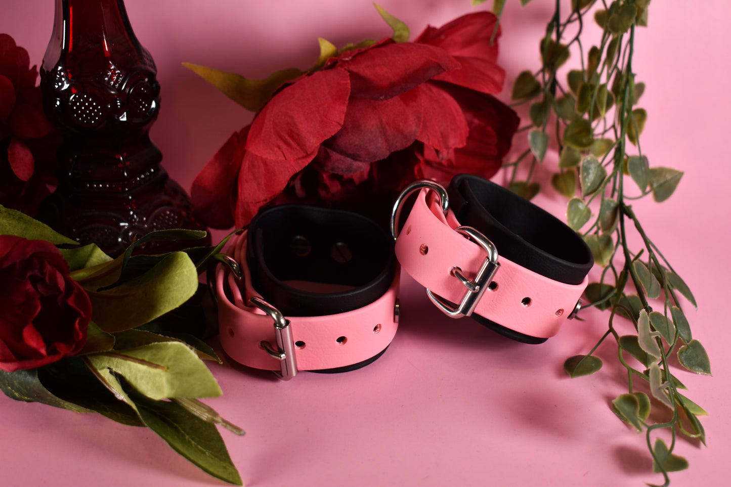 Biothane Wrist cuffs - Pink -  Valentine's day Collection
