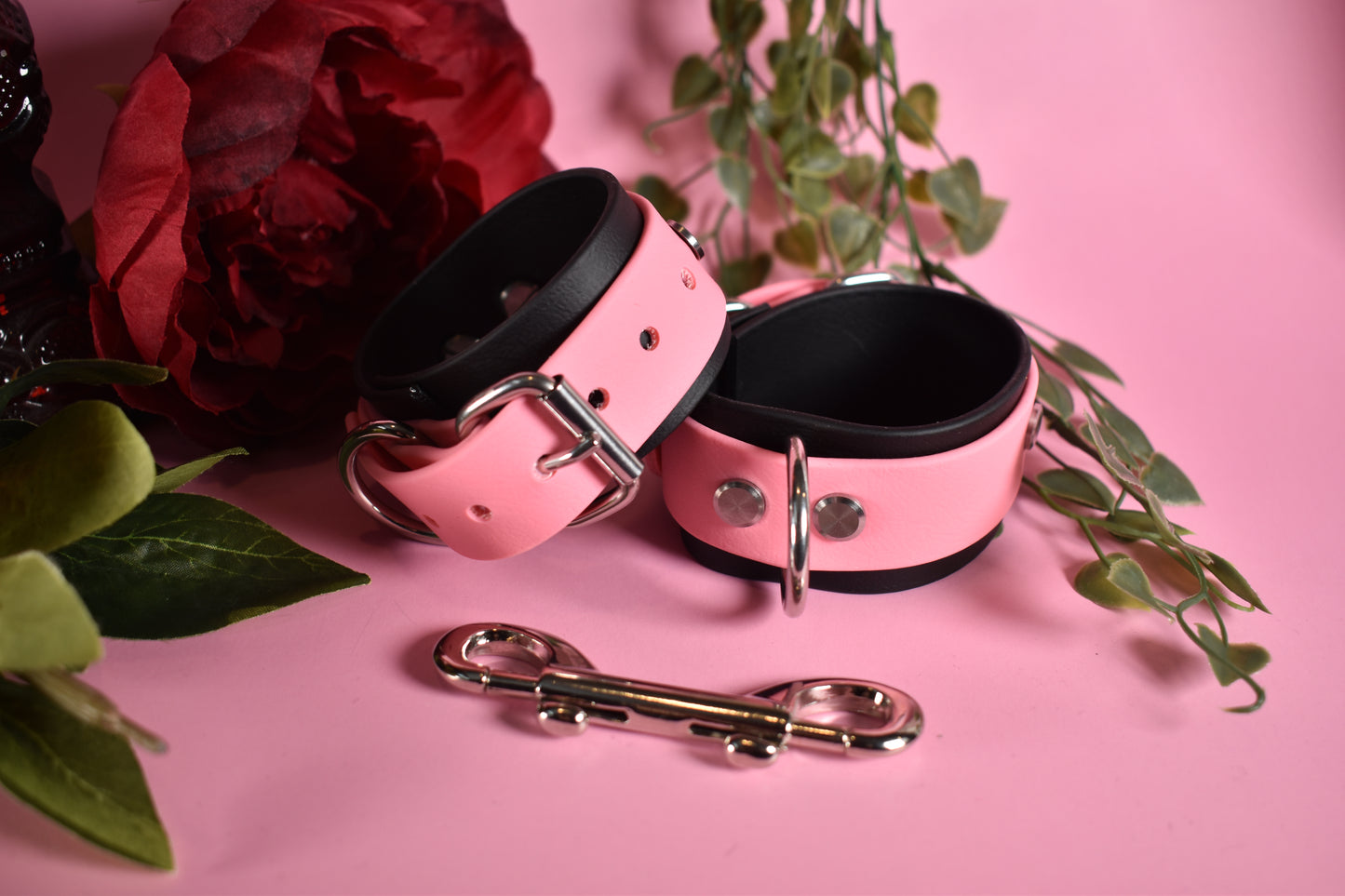 Biothane Wrist cuffs - Pink -  Valentine's day Collection