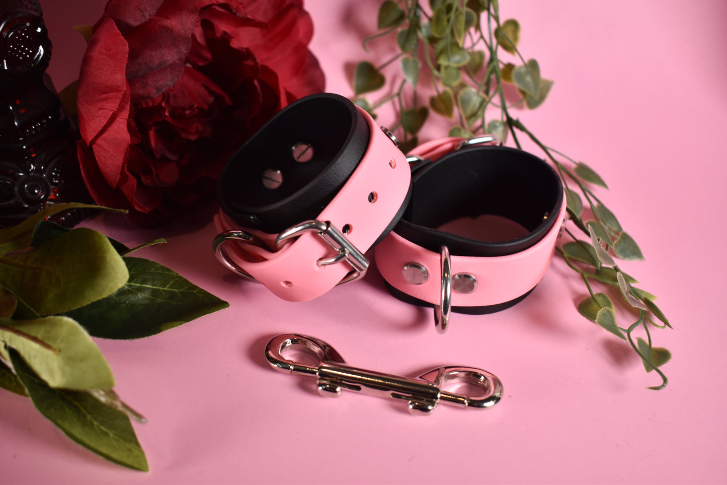Biothane Wrist cuffs - Pink -  Valentine's day Collection