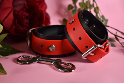 Biothane Wrist cuffs - Red -  Valentine's day Collection