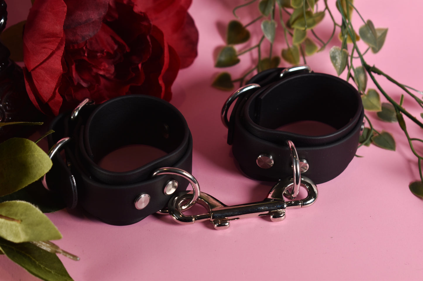 Biothane Wrist cuffs - Black -  Valentine's day Collection