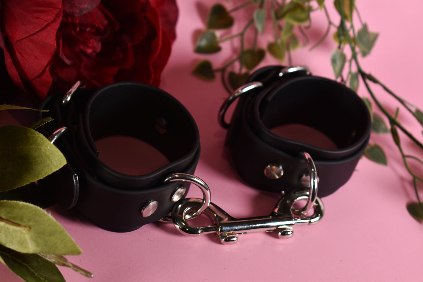 Biothane Wrist cuffs - Black -  Valentine's day Collection
