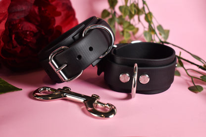 Biothane Wrist cuffs - Black -  Valentine's day Collection
