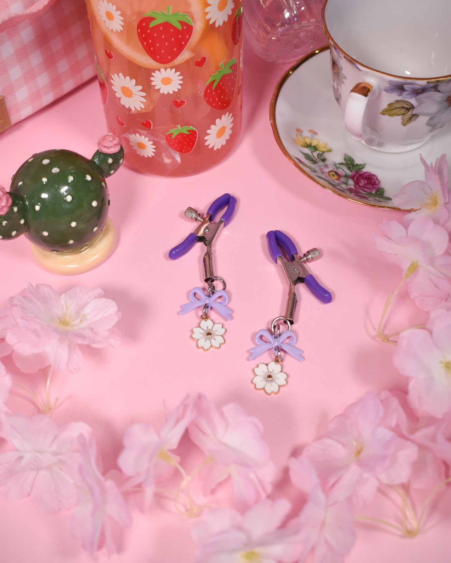 Purple Flower Nipple Clamps