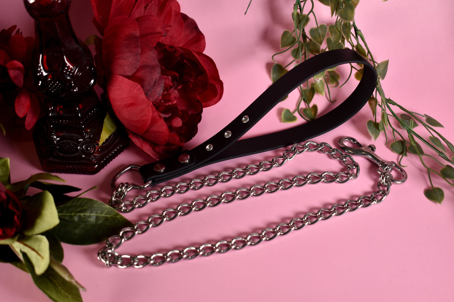 Biothane chain Leash - Black - Valentine's collection 2006