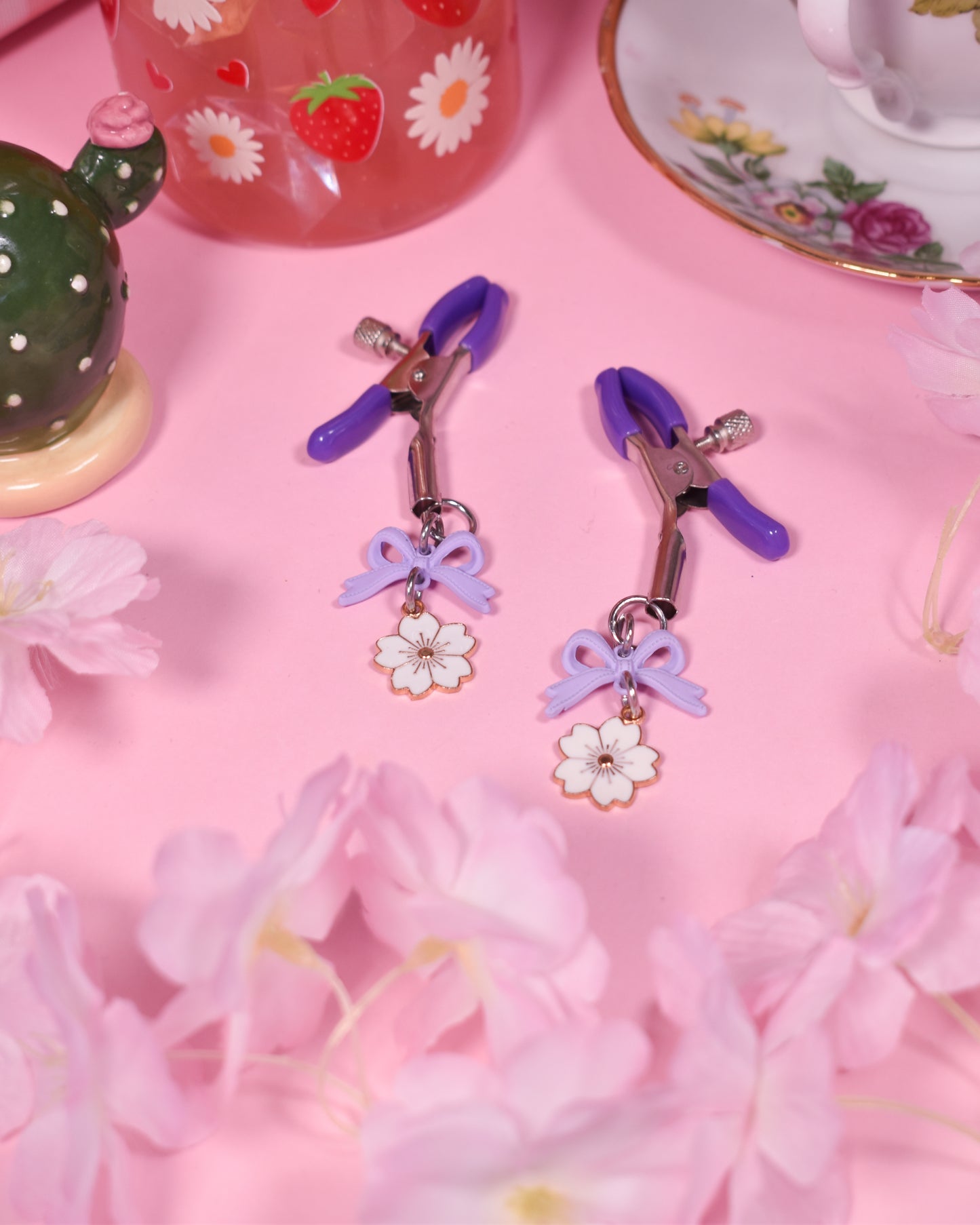 Purple Flower Nipple Clamps