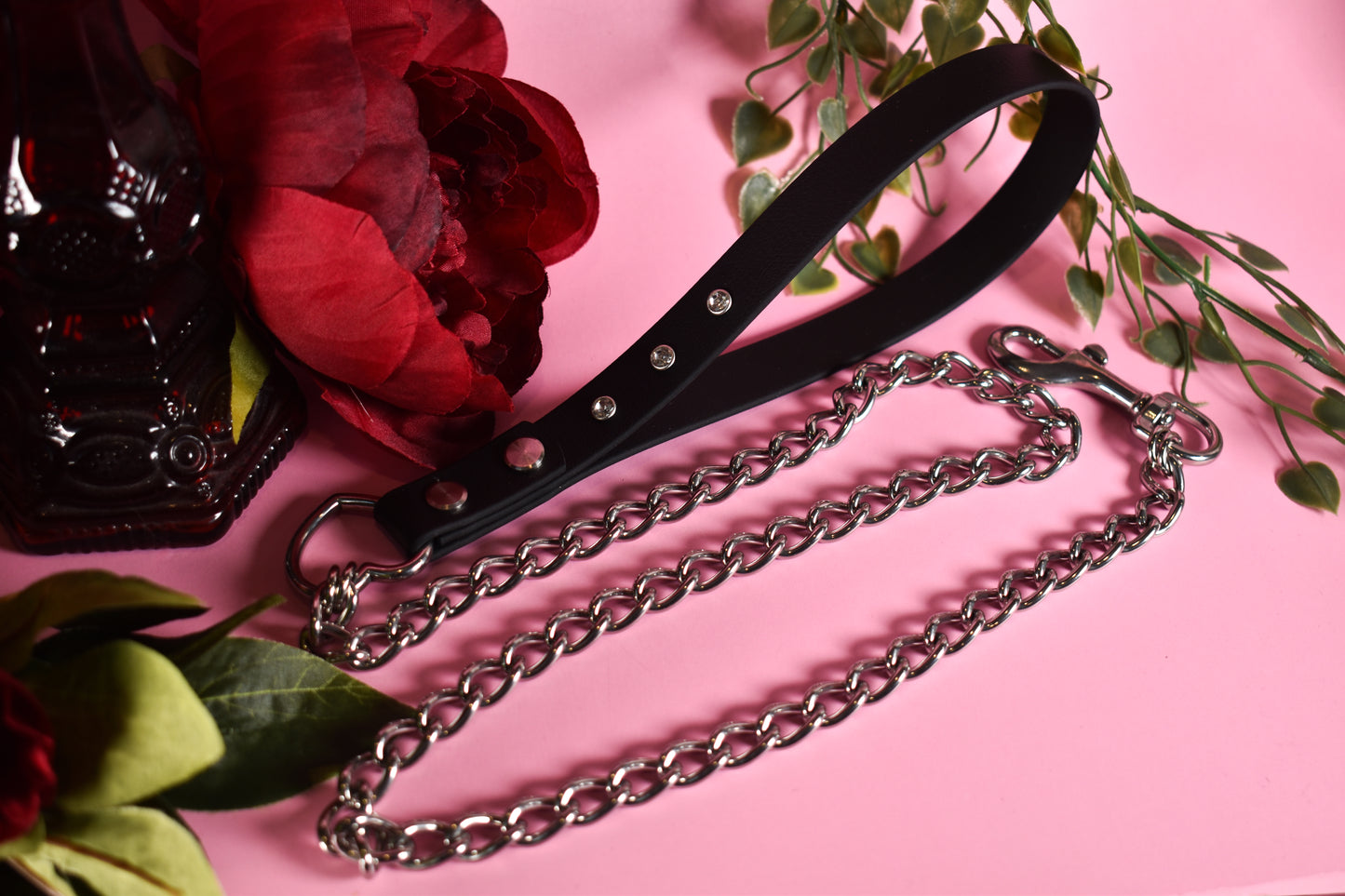 Biothane chain Leash - Black - Valentine's collection 2006