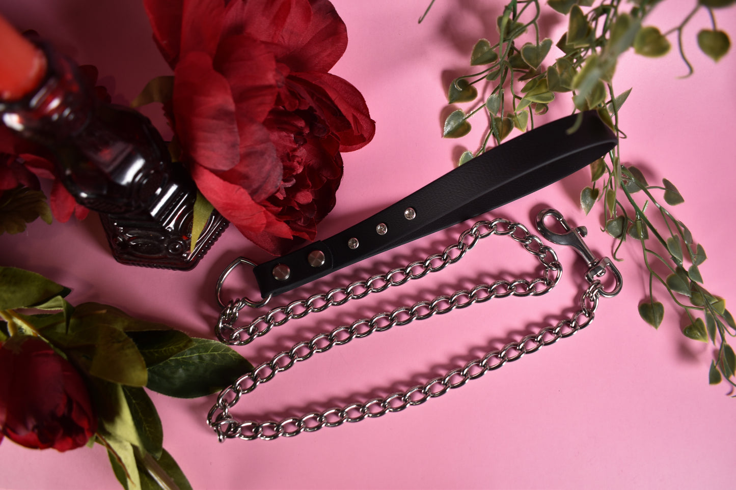 Biothane chain Leash - Black - Valentine's collection 2006