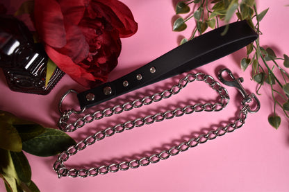 Biothane chain Leash - Black - Valentine's collection 2006