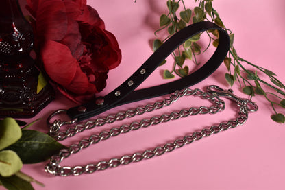 Biothane chain Leash - Black - Valentine's collection 2006