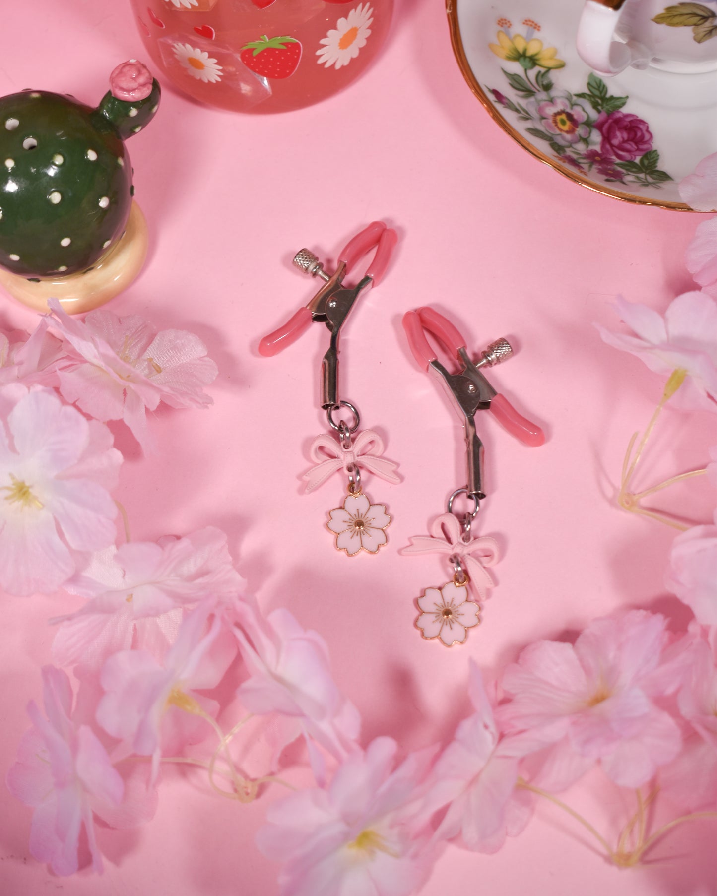 Pink sakura  Nipple Clamps