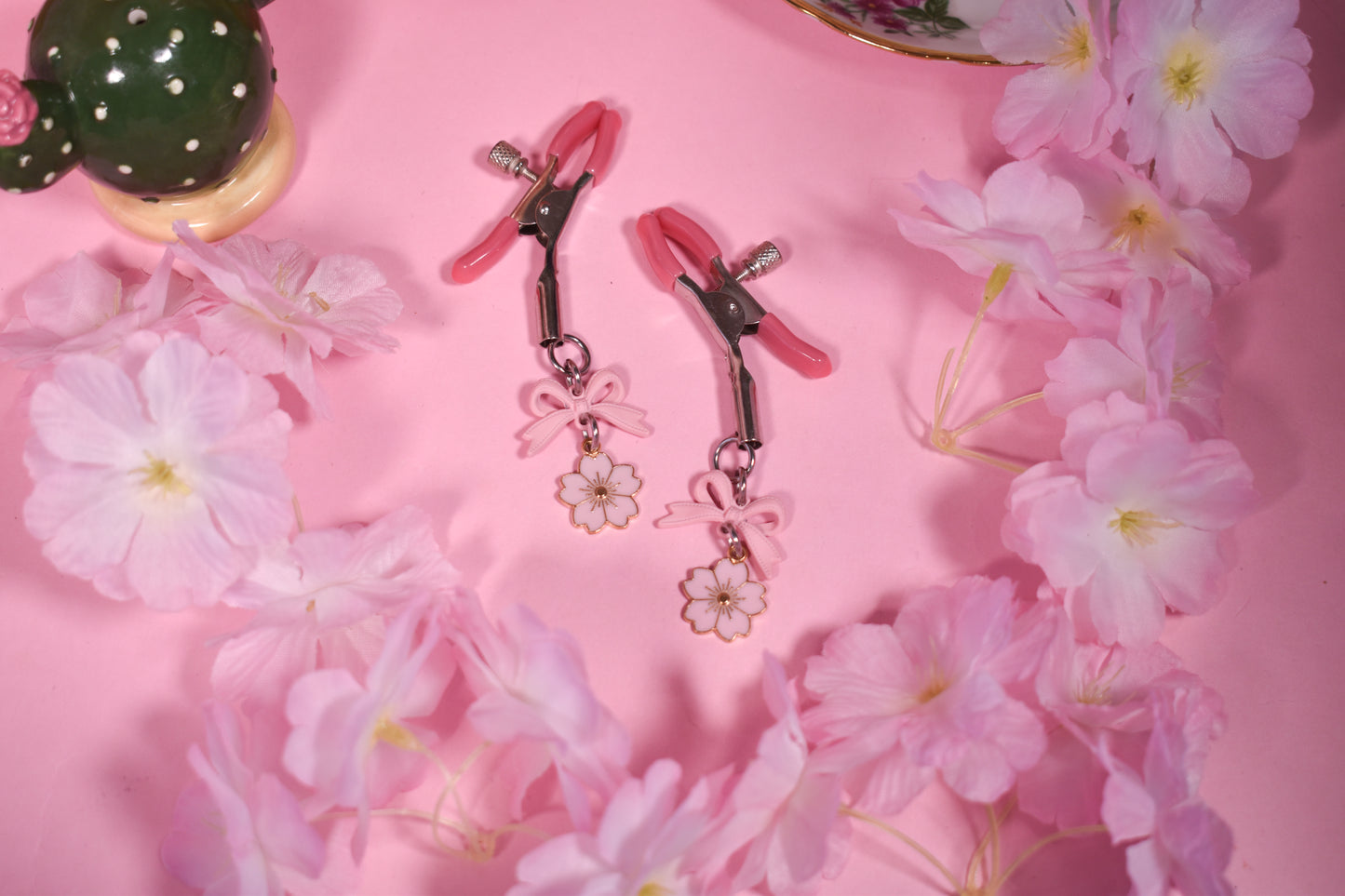 Pink sakura  Nipple Clamps