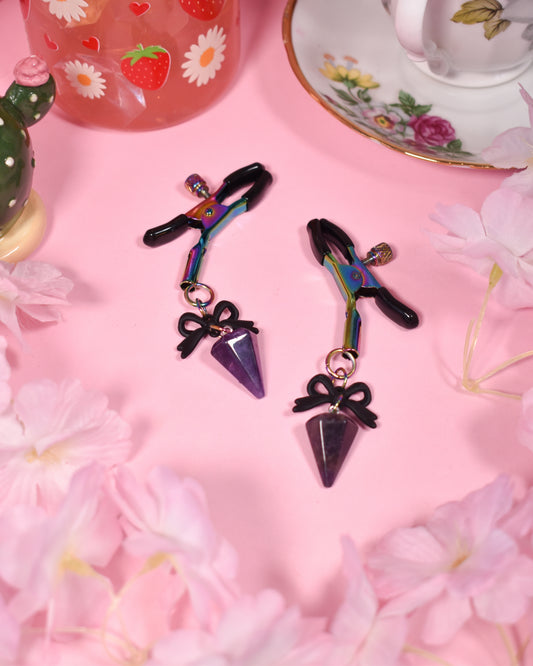 Rainbow Amethyst Nipple Clamps