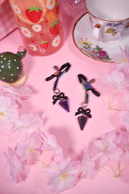 Rainbow Amethyst Nipple Clamps