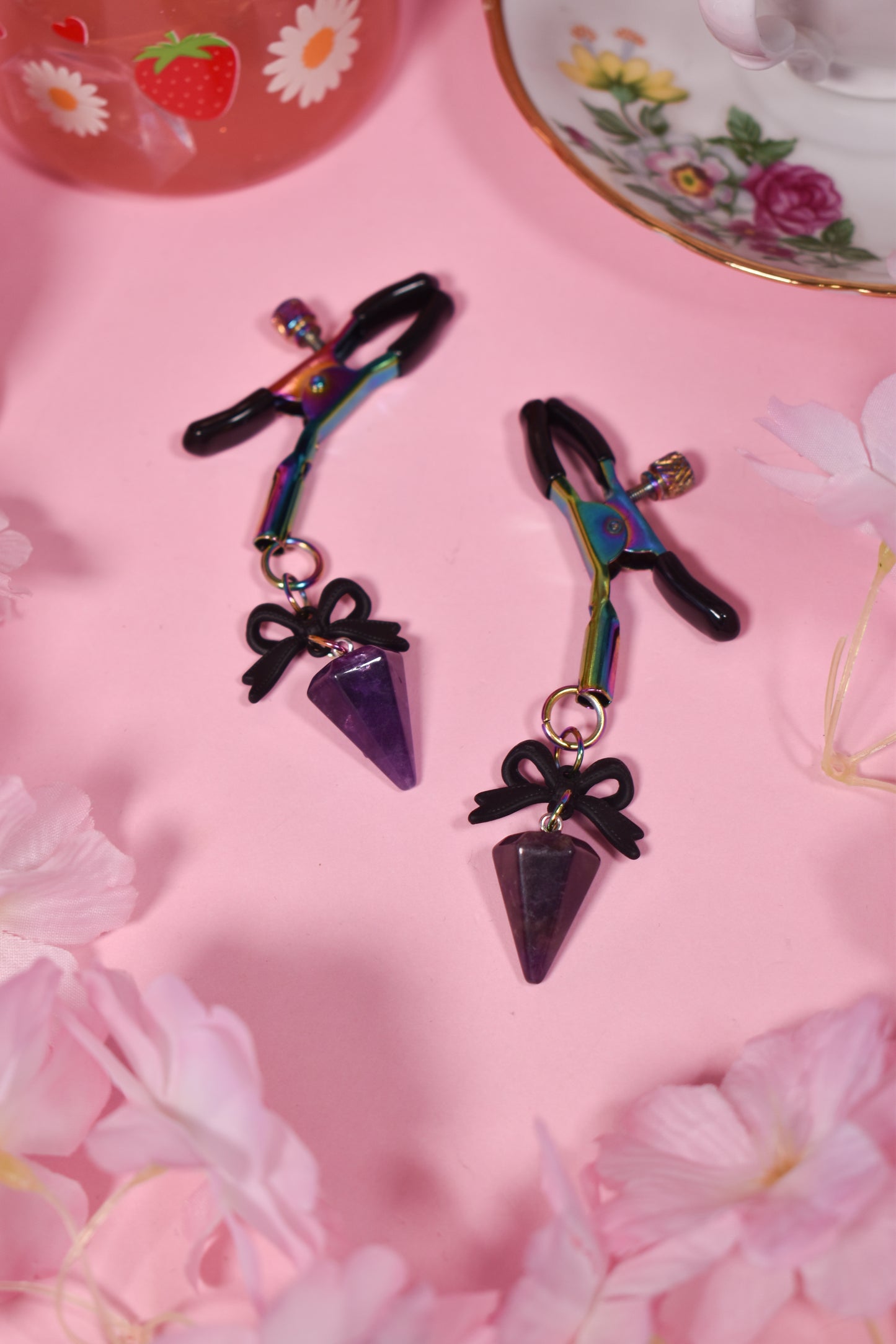 Rainbow Amethyst Nipple Clamps