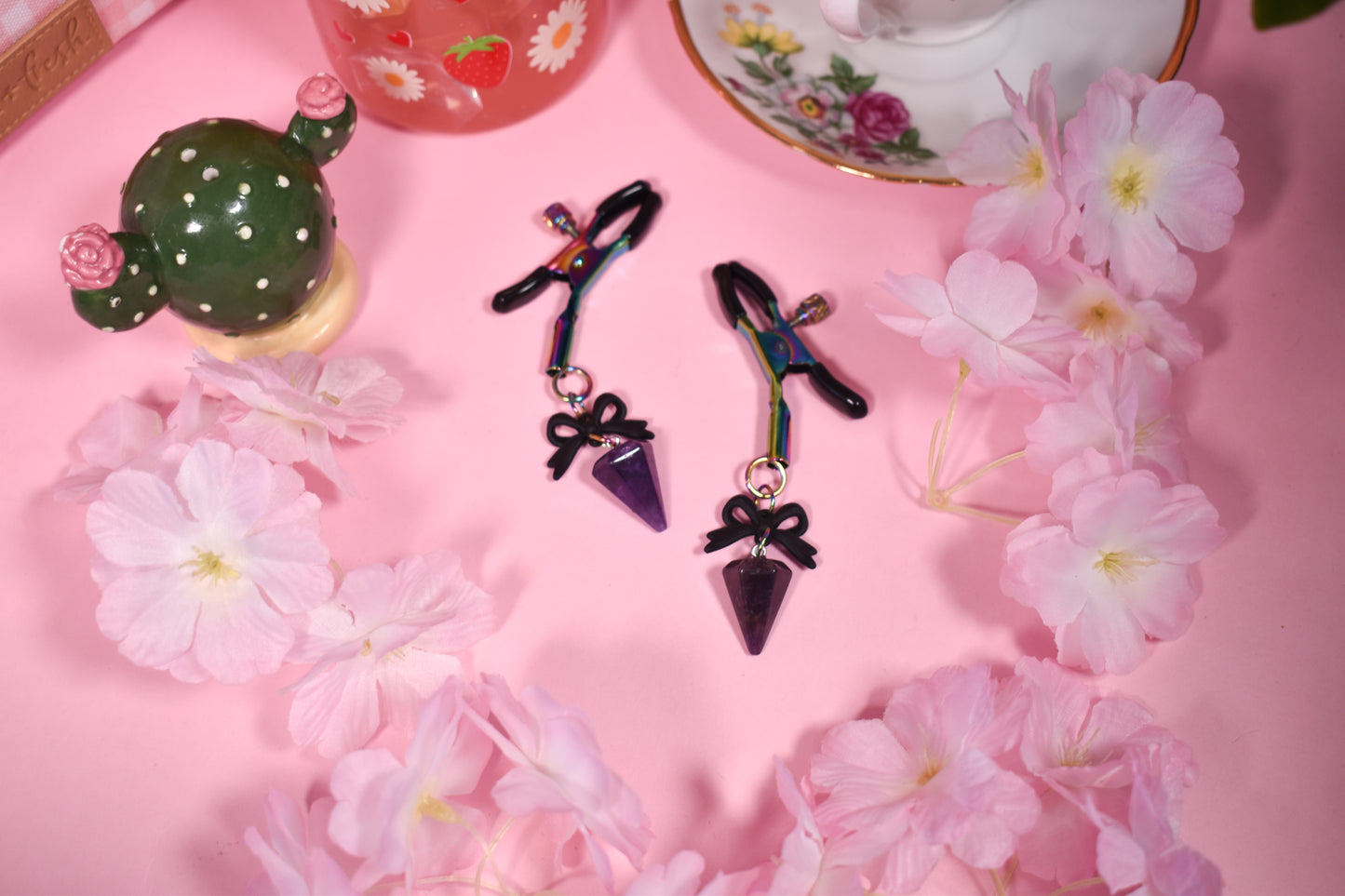 Rainbow Amethyst Nipple Clamps