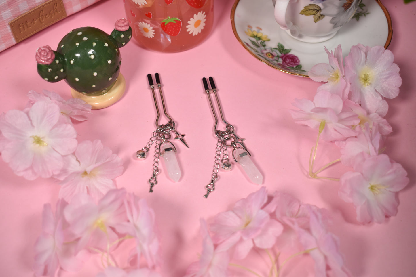 Sparkly Crystal and keys Nipple Clamps