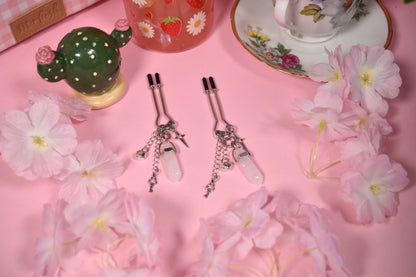 Sparkly Crystal and keys Nipple Clamps