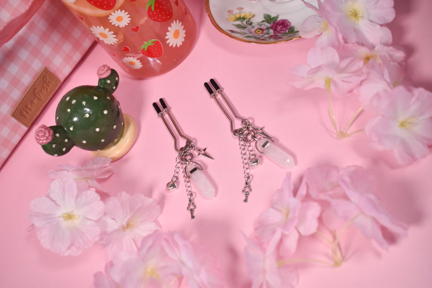 Sparkly Crystal and keys Nipple Clamps