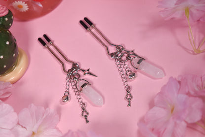 Sparkly Crystal and keys Nipple Clamps