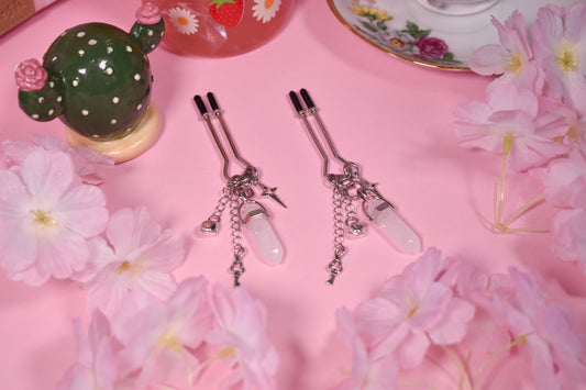 Sparkly Crystal and keys Nipple Clamps