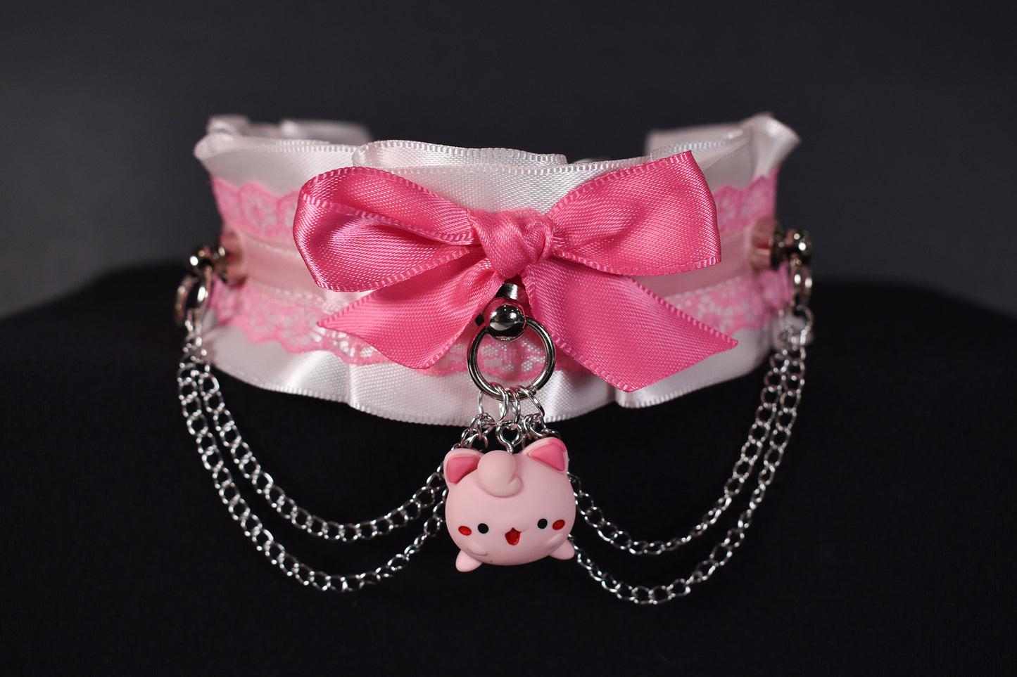 Made to your size / Pink puffy friend choker / goth / emo / kitten play / alt fashion / bdsm / weirdcore necklace / kawaii fashion