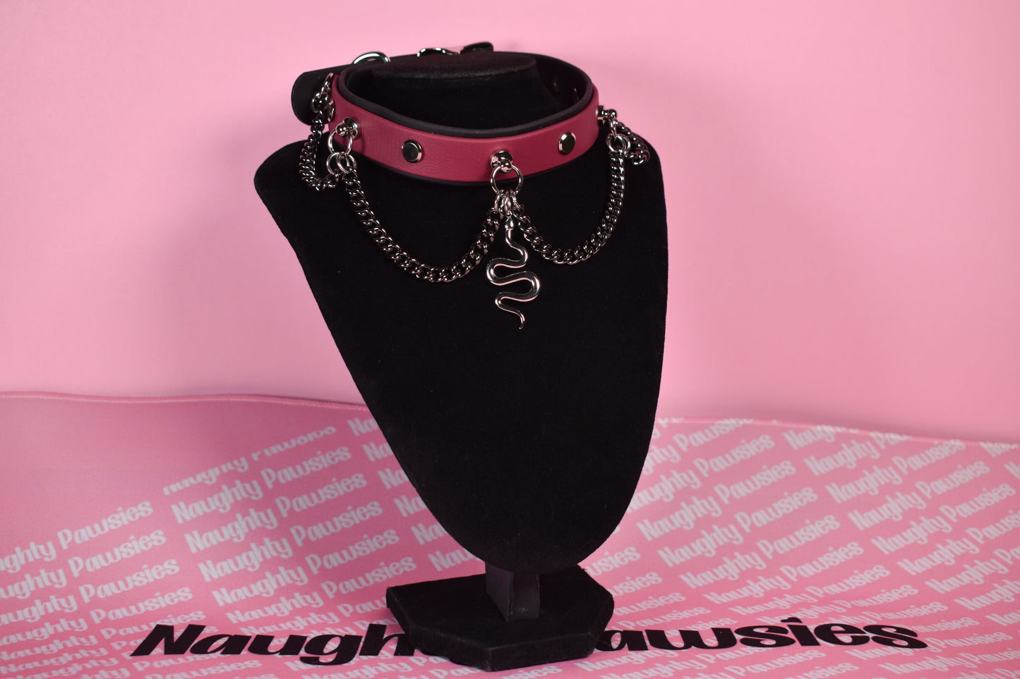 burgundy snake puppy style biothane choker