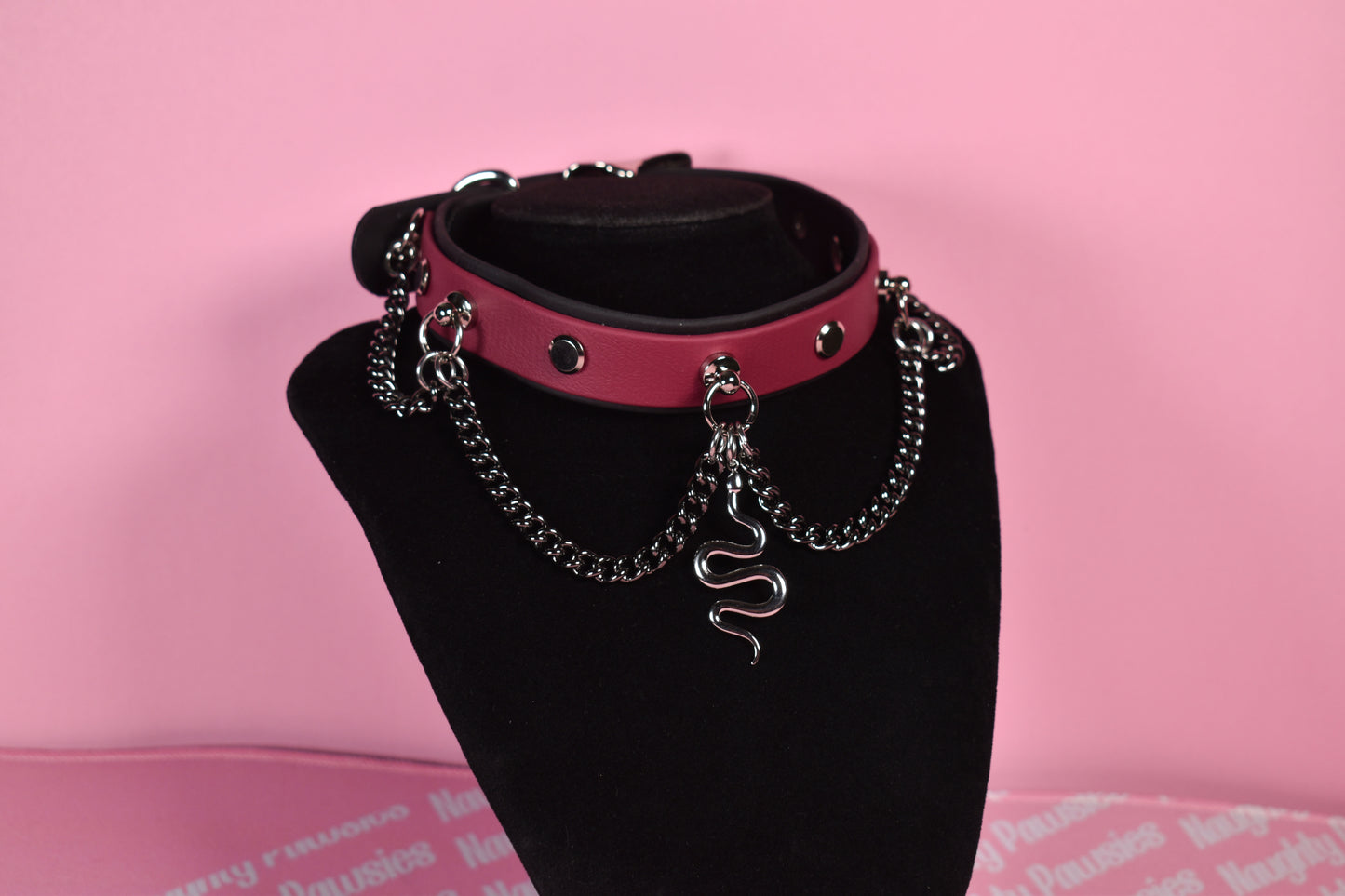 burgundy snake puppy style biothane choker