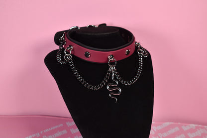 burgundy snake puppy style biothane choker