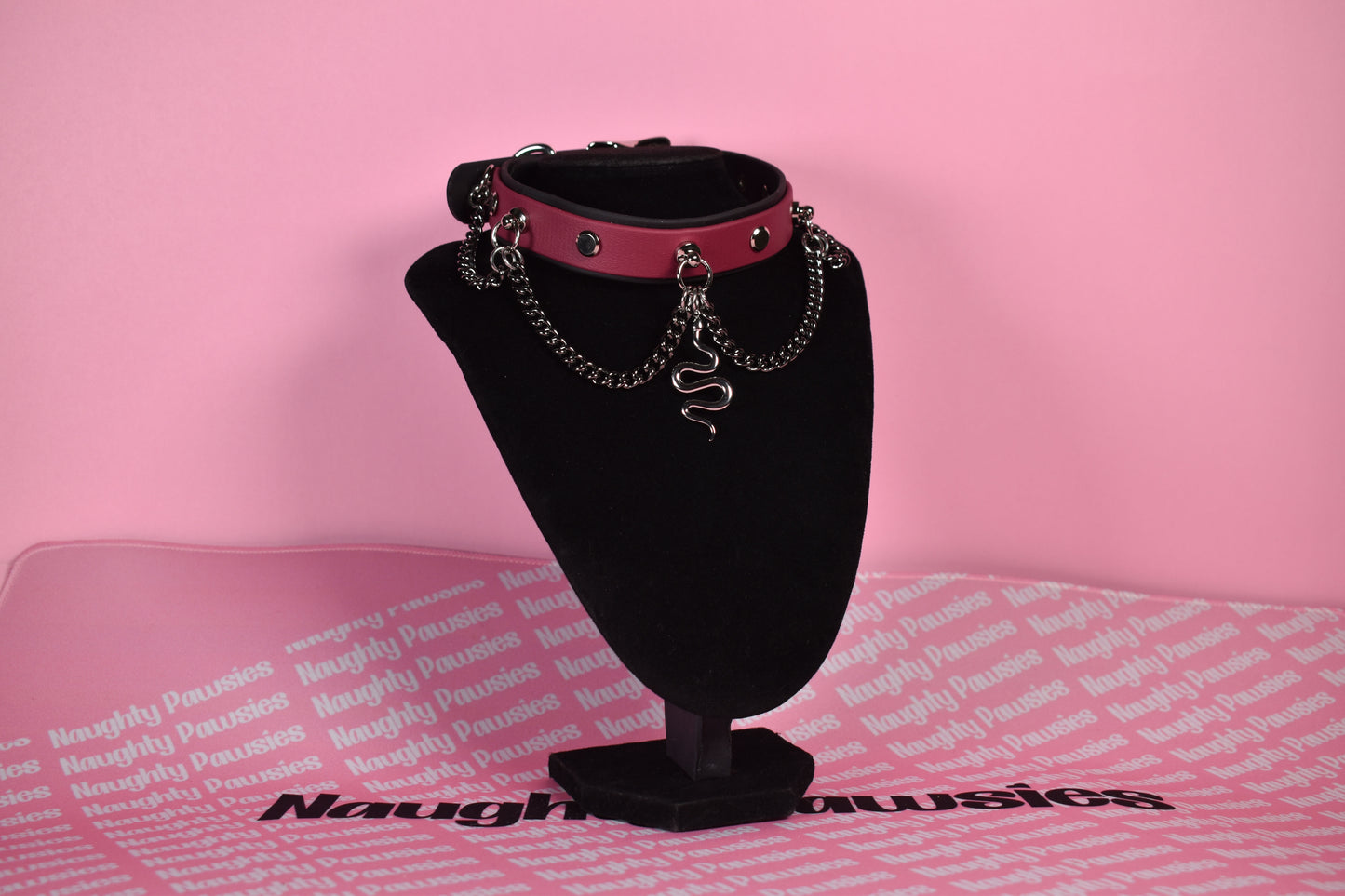 burgundy snake puppy style biothane choker