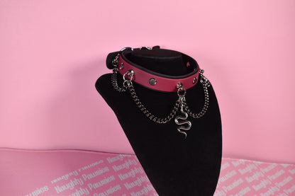burgundy snake puppy style biothane choker