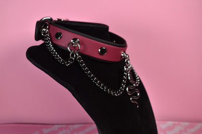 burgundy snake puppy style biothane choker