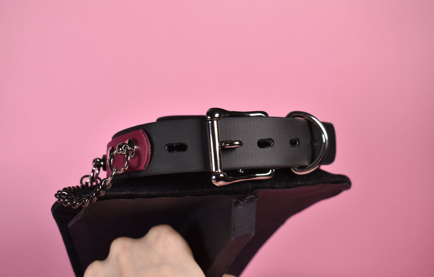burgundy snake puppy style biothane choker