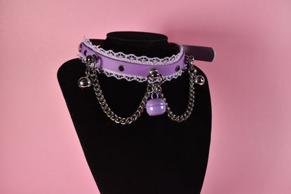 Purple lace Lockable pup style Choker