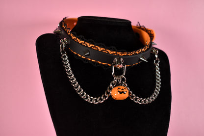 Halloween 2025 - Pumpkin Biothane Lace Chain Choker