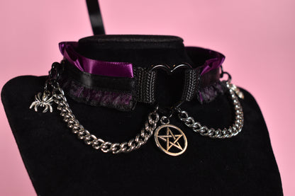 Halloween 2025 - Black Heart Witchy Spider Lace Choker