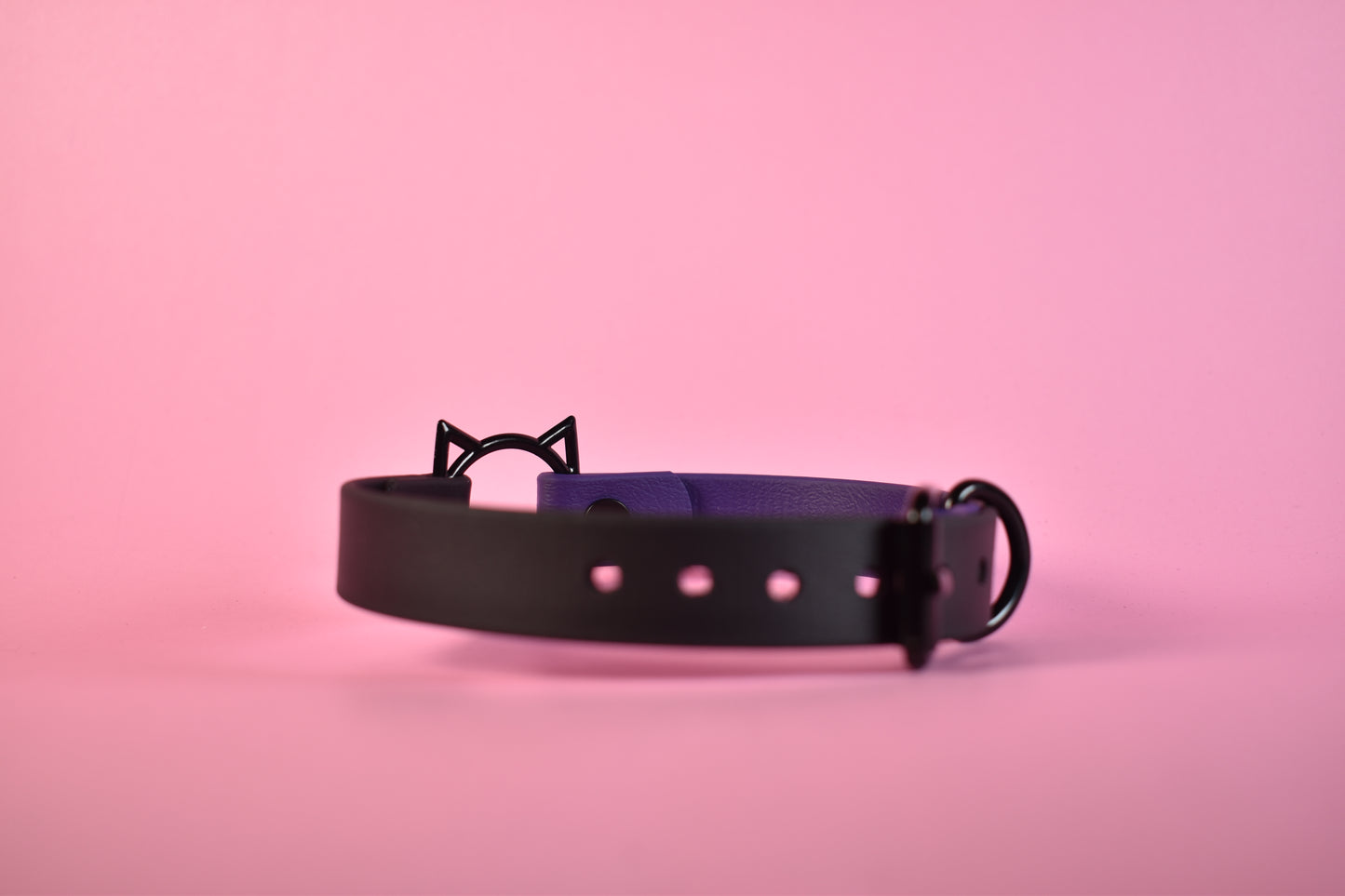 Biothane Black And Purple Half Kitty Choker