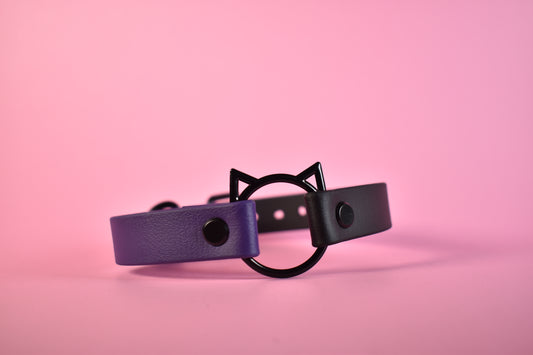 Biothane Black And Purple Half Kitty Choker