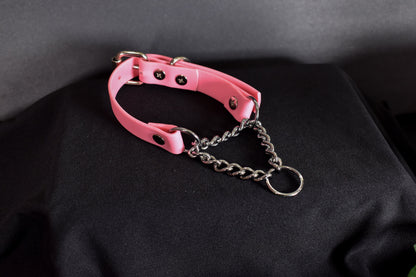 Pink Biothane Martingale 3/4 Inch Short Chain Small Ring