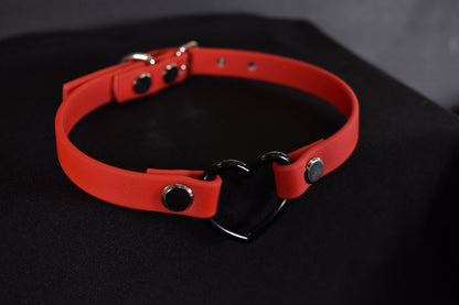 Biothane Red And Black Heart Choker