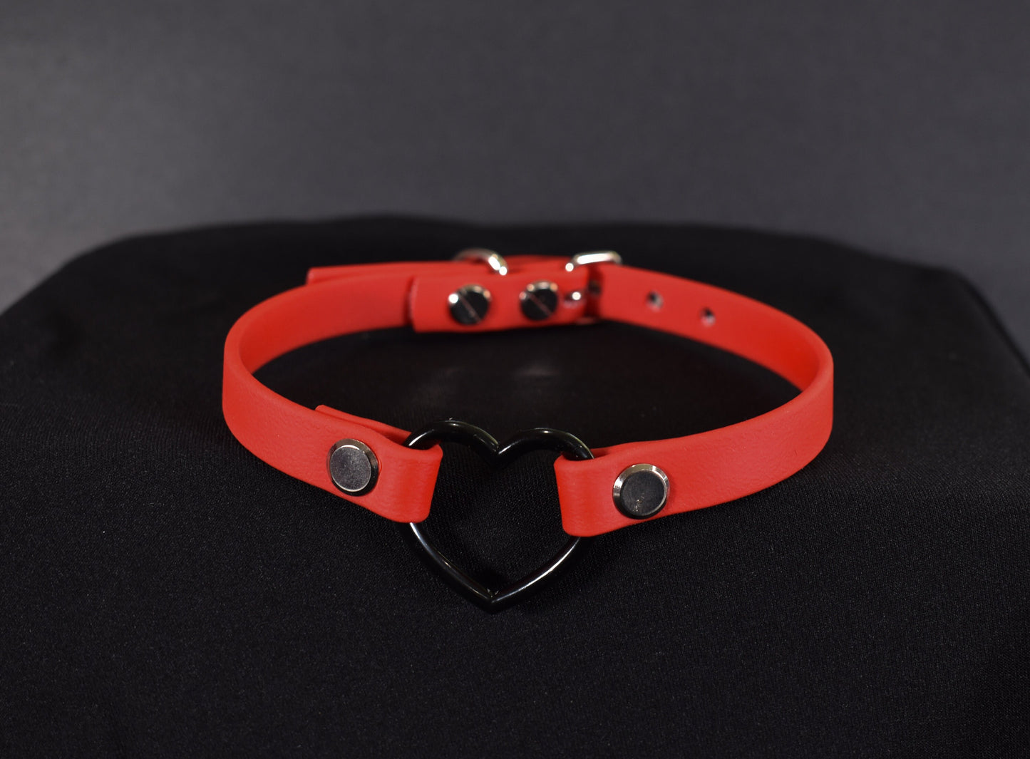 Biothane Red And Black Heart Choker