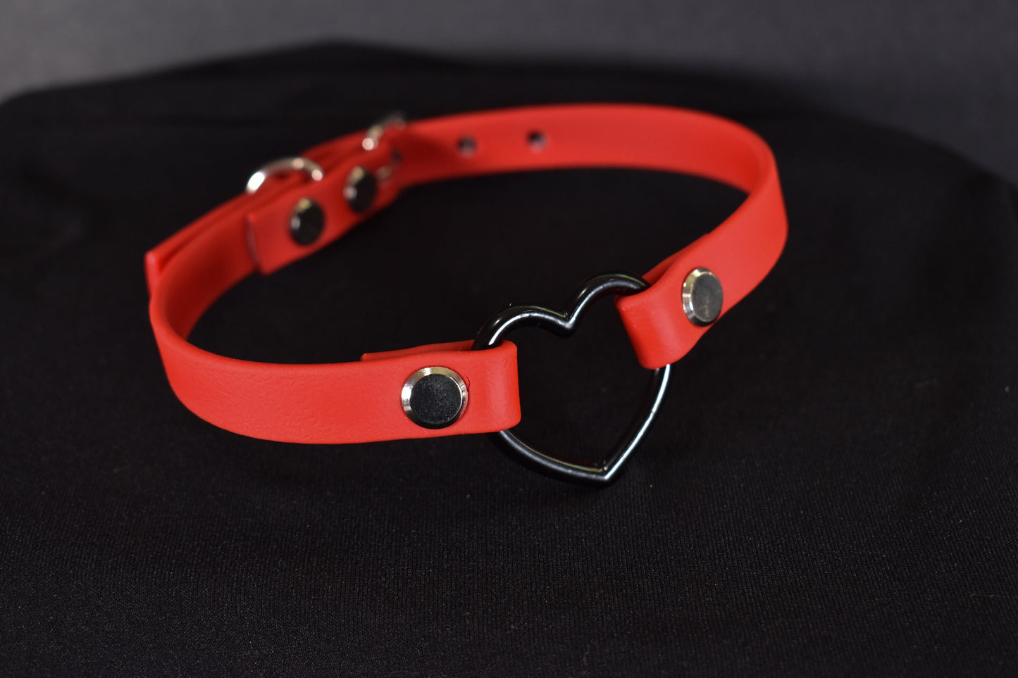 Biothane Red And Black Heart Choker