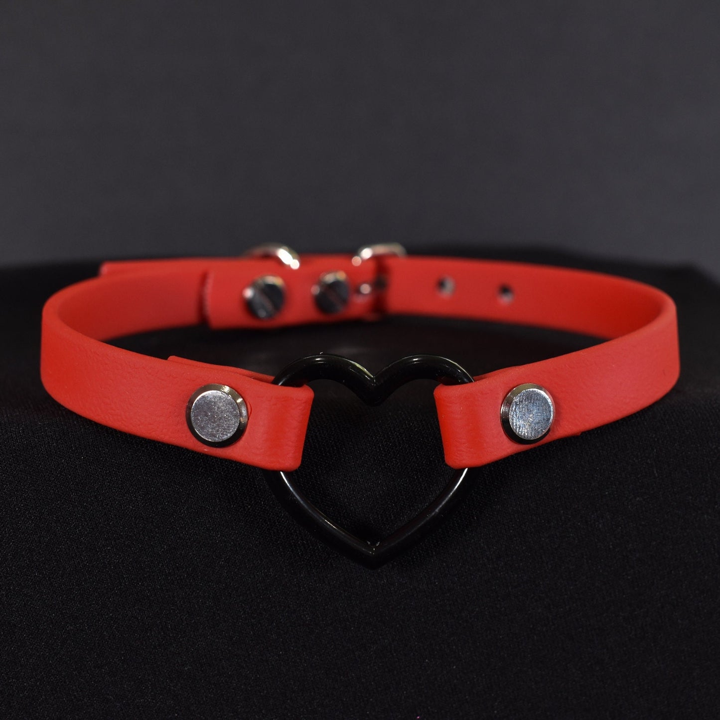 Biothane Red And Black Heart Choker