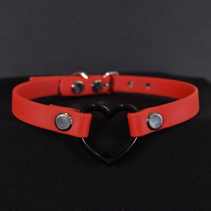 Biothane Red And Black Heart Choker