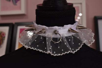 White Lace Spiked Choker