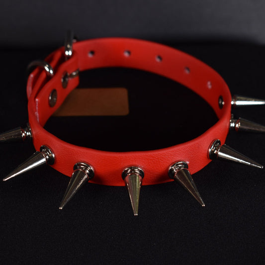 Biothane 3/4 Inch Red Long Spiked Choker